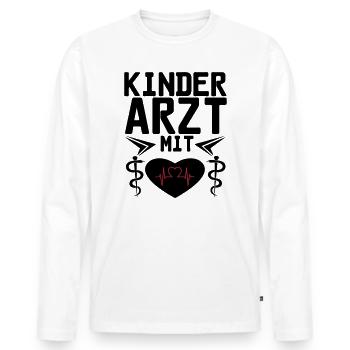 Kinderarzt mit Herz Geschenk - Männer Premium Bio Langarmshirt - Weiß - Vorne - Nico (187cm)