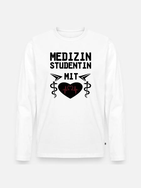 Medizinstudentin mit Herz Geschenk - Männer Premium Bio Langarmshirt - Weiß