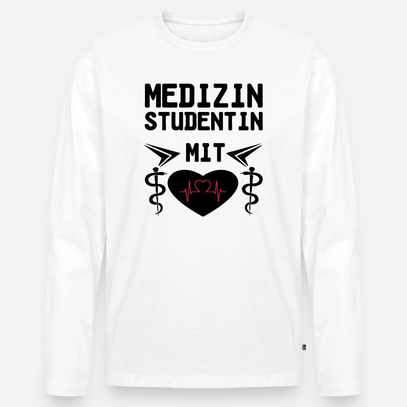 Medizinstudentin mit Herz Geschenk - Männer Premium Bio Langarmshirt - Weiß