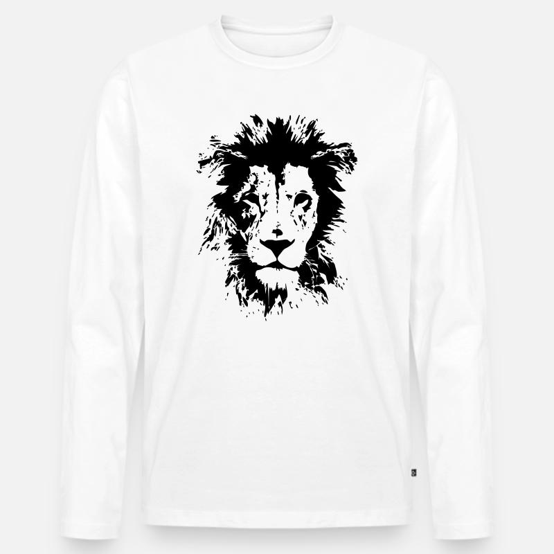 LÖWE - Männer Premium Bio Langarmshirt - Weiß