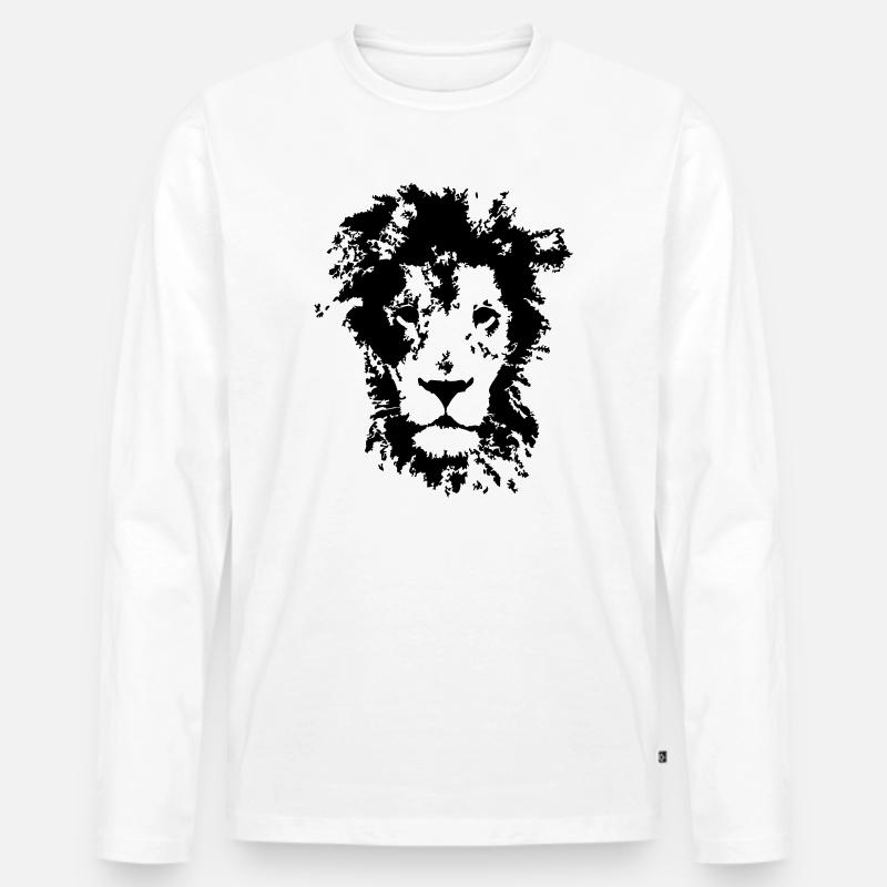 Löwe - Männer Premium Bio Langarmshirt - Weiß