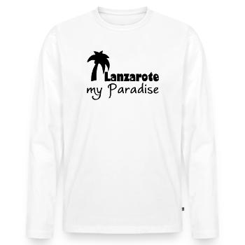 Lanzarote Paradise Urlaub Geschenk - Männer Premium Bio Langarmshirt - Weiß - Vorne - Nico (187cm)