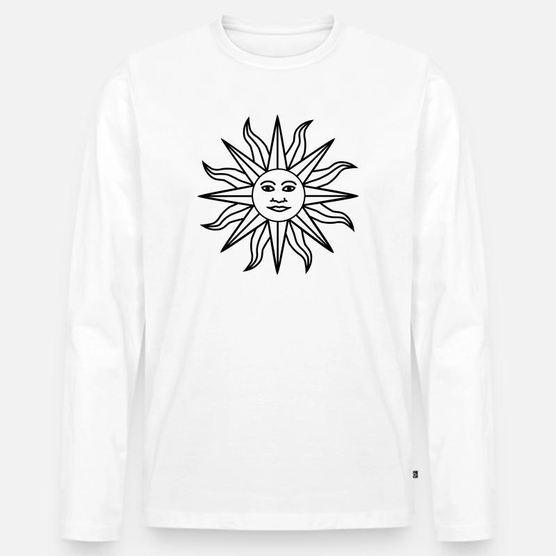 Sonne Gesicht - Männer Premium Bio Langarmshirt - Weiß