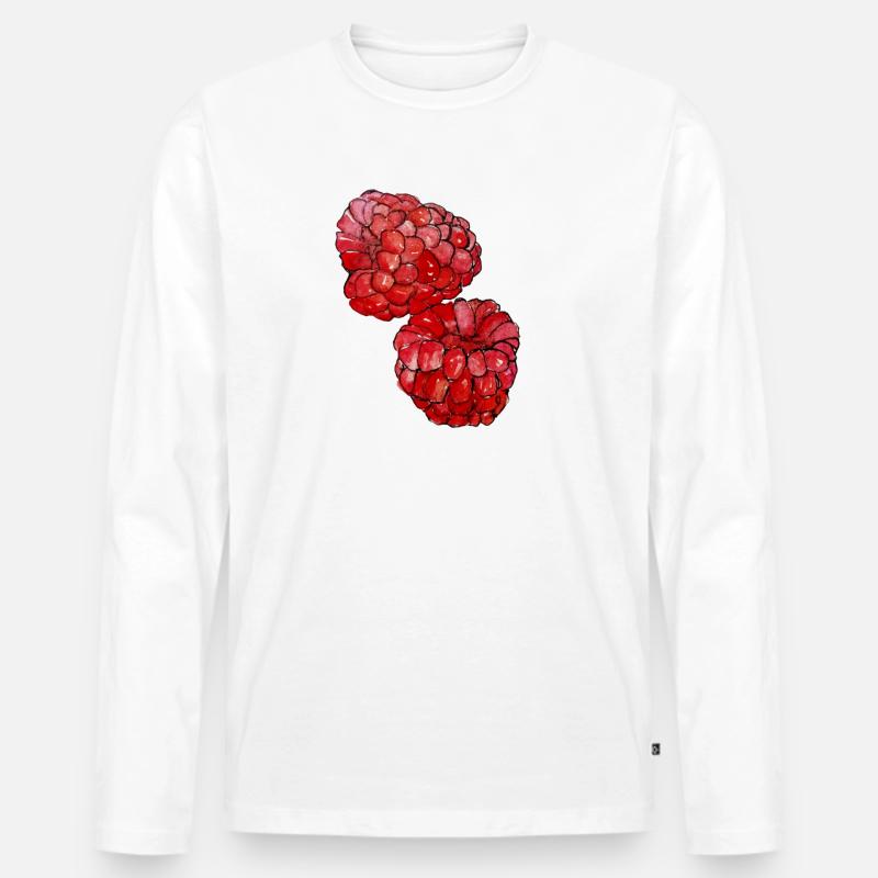 Himbeeren  - Männer Premium Bio Langarmshirt - Weiß