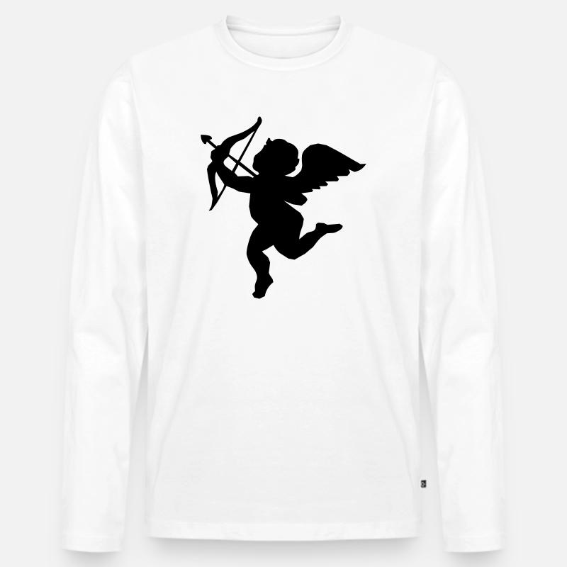 Engel mit Pfeil und Bogen  - Männer Premium Bio Langarmshirt - Weiß