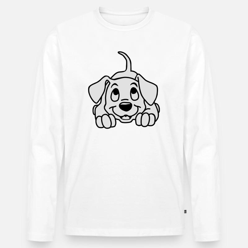 Ein kleiner Welpe - Männer Premium Bio Langarmshirt - Weiß