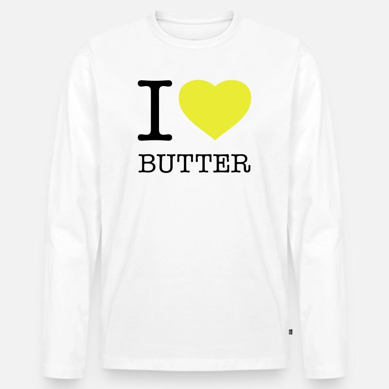 I LOVE BUTTER - Männer Premium Bio Langarmshirt - Weiß