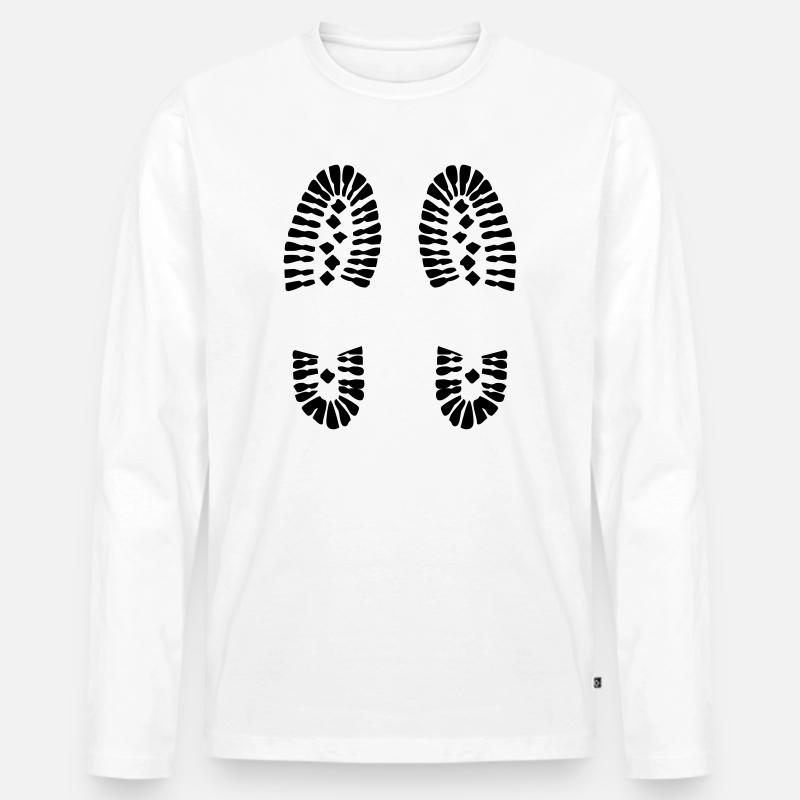 Footprints (V) - Männer Premium Bio Langarmshirt - Weiß