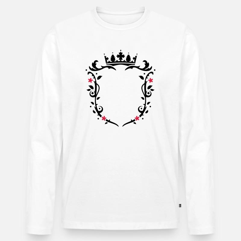 florales Wappen mit Krone - Männer Premium Bio Langarmshirt - Weiß