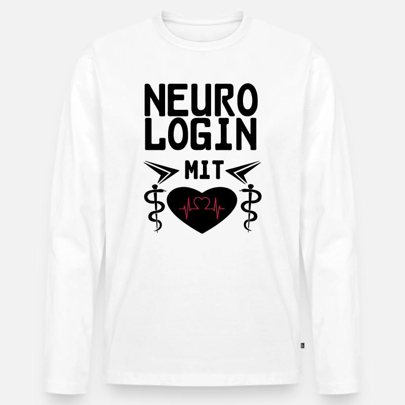 Neurologin mit Herz Geschenk - Männer Premium Bio Langarmshirt - Weiß