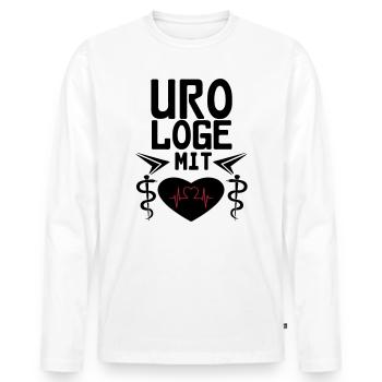 Urologe mit Herz Geschenk - Männer Premium Bio Langarmshirt - Weiß - Vorne - Nico (187cm)