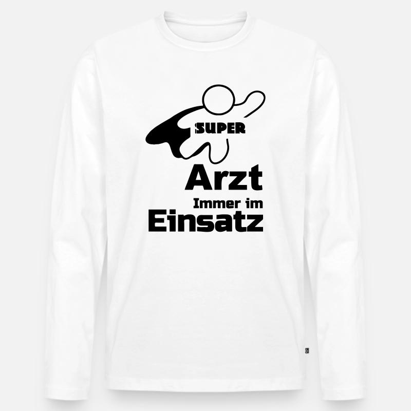 Super Arzt Geschenk - Männer Premium Bio Langarmshirt - Weiß