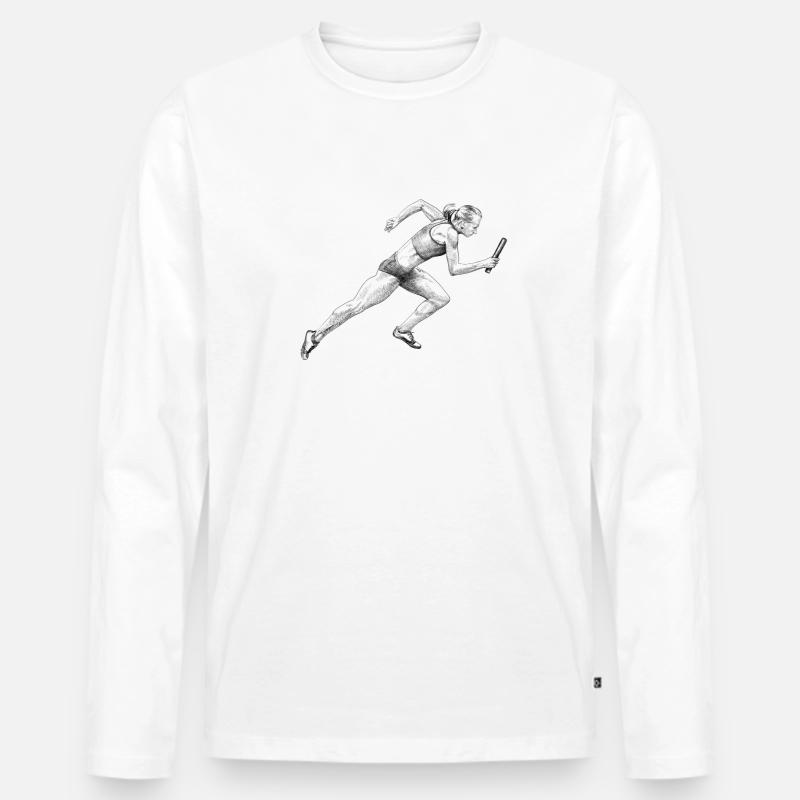 Läuferin - Männer Premium Bio Langarmshirt - Weiß