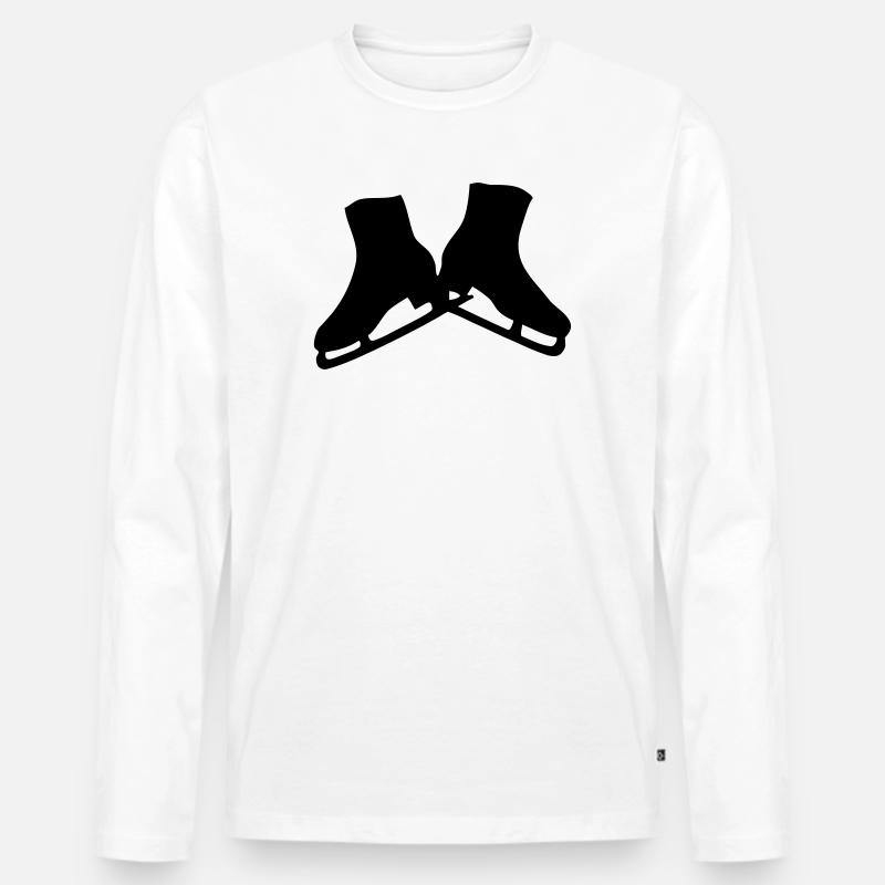 Schlittschuhe - Männer Premium Bio Langarmshirt - Weiß