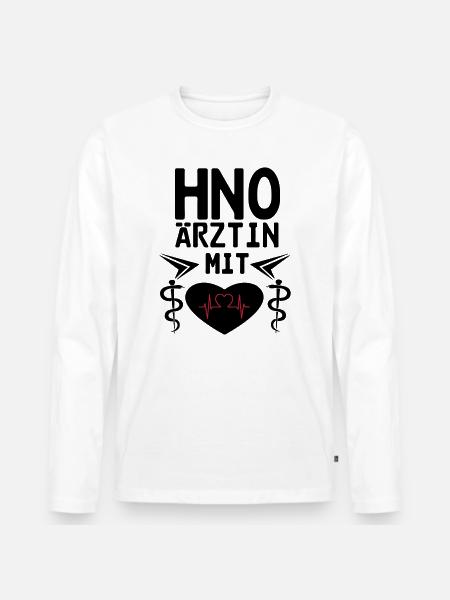 HNO Ärztin mit Herz Geschenk - Männer Premium Bio Langarmshirt - Weiß