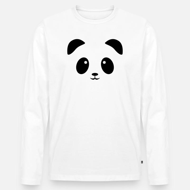 Panda Gesicht - Männer Premium Bio Langarmshirt - Weiß