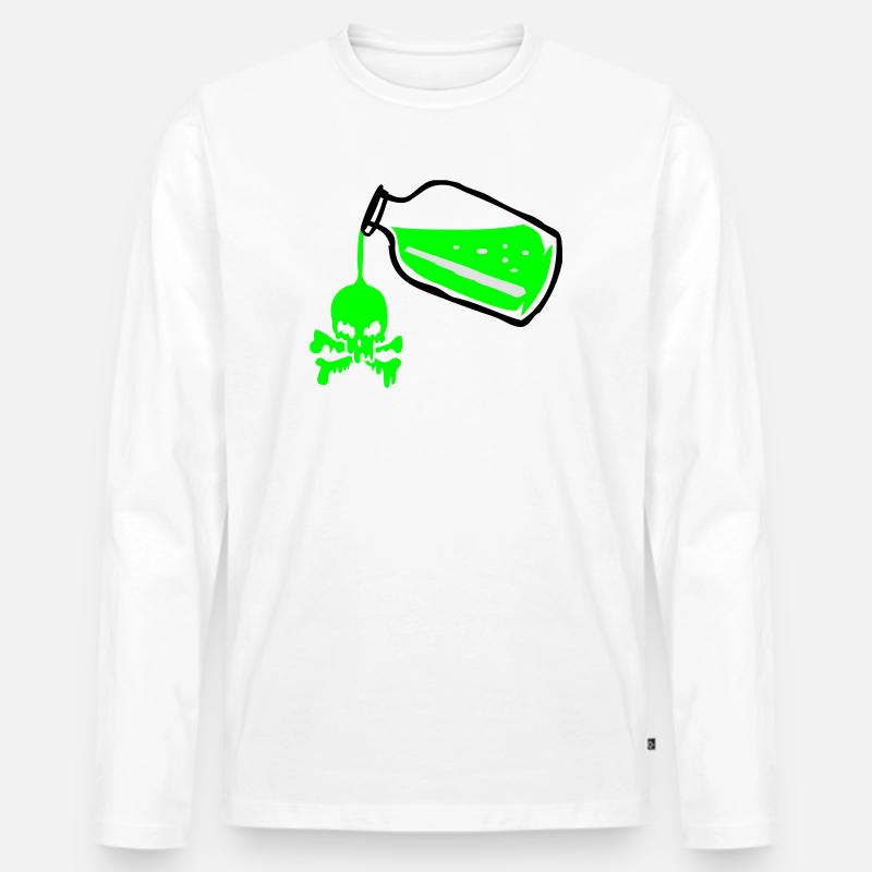 Gift Flasche mit Totenkopf - Männer Premium Bio Langarmshirt - Weiß