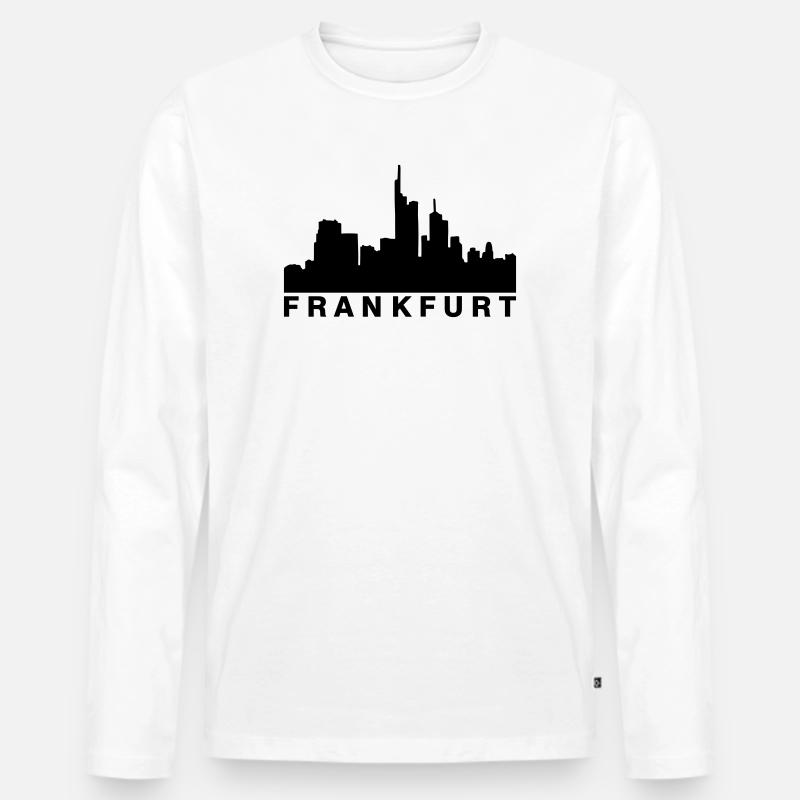 Frankfurter Skyline Frankfurt - Männer Premium Bio Langarmshirt - Weiß