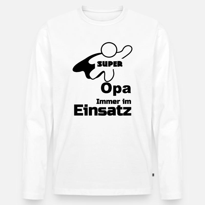 Super Opa Geschenk - Männer Premium Bio Langarmshirt - Weiß