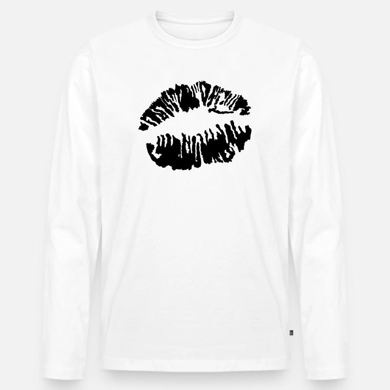 Kußmund - Männer Premium Bio Langarmshirt - Weiß
