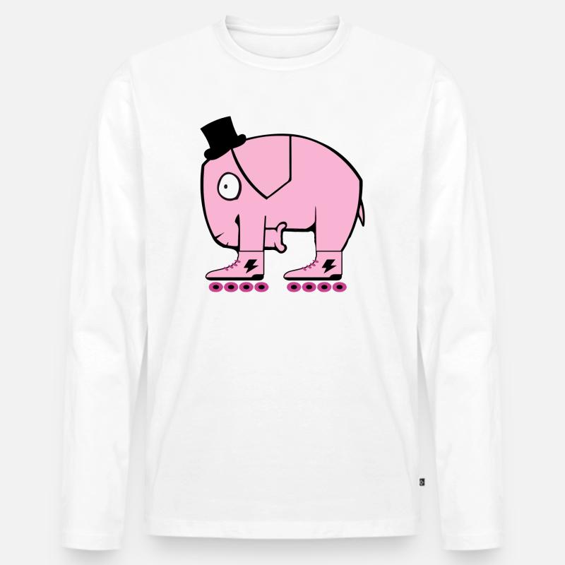 Pinker Elefant - Männer Premium Bio Langarmshirt - Weiß