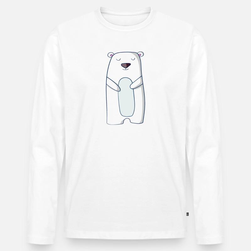 Eisbär - Männer Premium Bio Langarmshirt - Weiß
