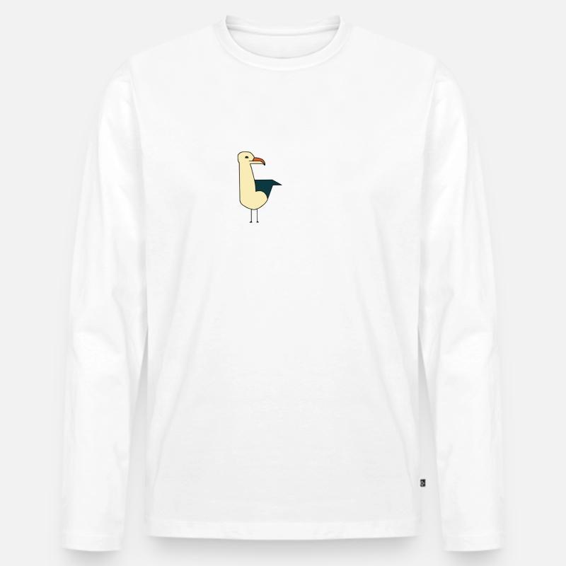 Möwe - Männer Premium Bio Langarmshirt - Weiß