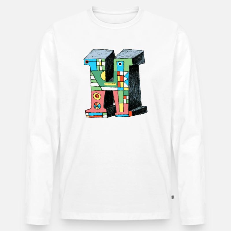 Buchstabe H - Männer Premium Bio Langarmshirt - Weiß