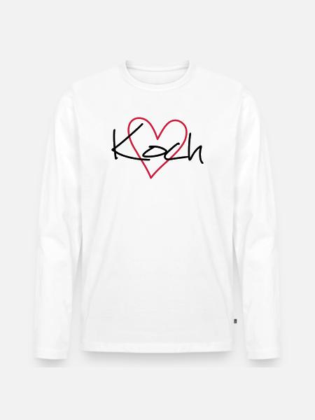 Koch Herz Hobbykoch Küche Geschenkidee - Männer Premium Bio Langarmshirt - Weiß