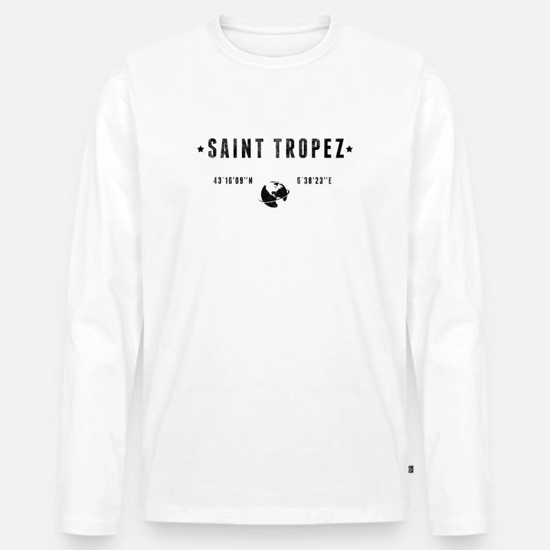 Saint Tropez - Männer Premium Bio Langarmshirt - Weiß
