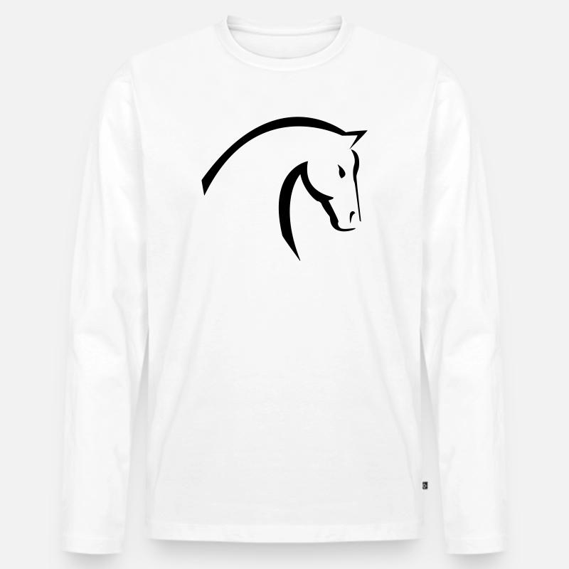 Pferd - Männer Premium Bio Langarmshirt - Weiß