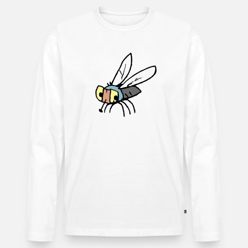 Fliege - Männer Premium Bio Langarmshirt - Weiß
