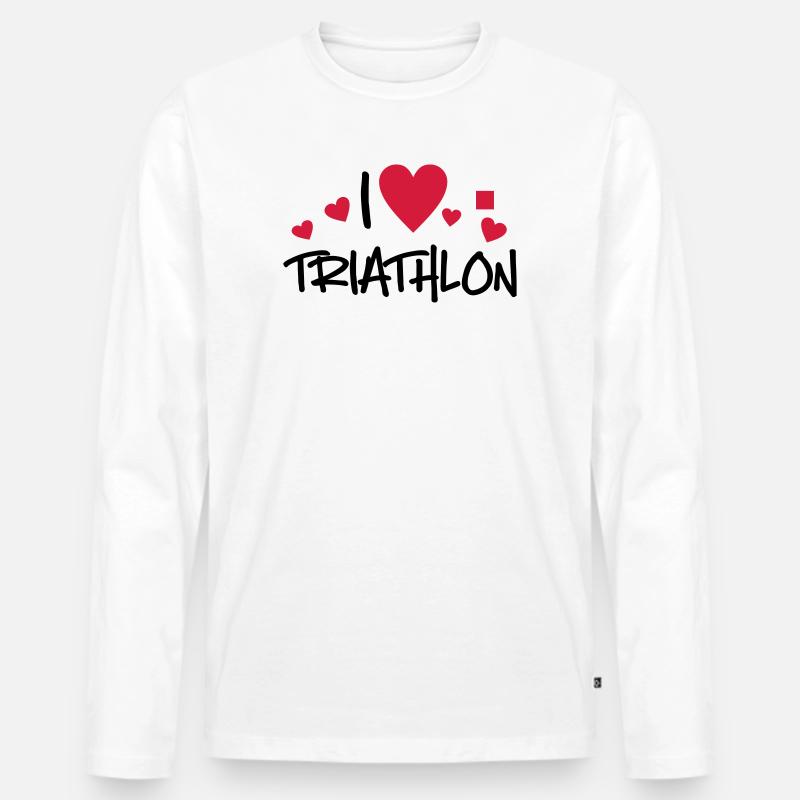 Triathlon - Männer Premium Bio Langarmshirt - Weiß