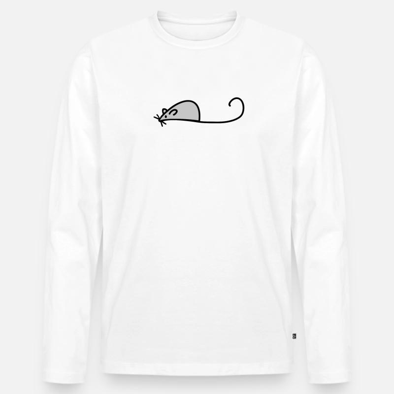 Maus - Männer Premium Bio Langarmshirt - Weiß