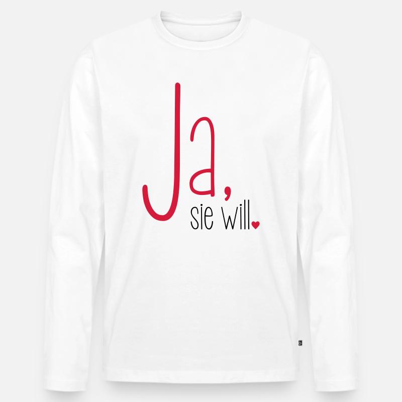 Ja sie will Junggesellin Junggesellenabschied - Männer Premium Bio Langarmshirt - Weiß