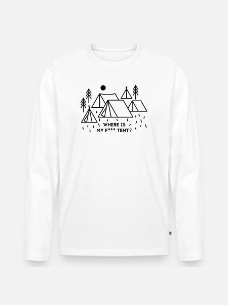Where is my tent? - Männer Premium Bio Langarmshirt - Weiß