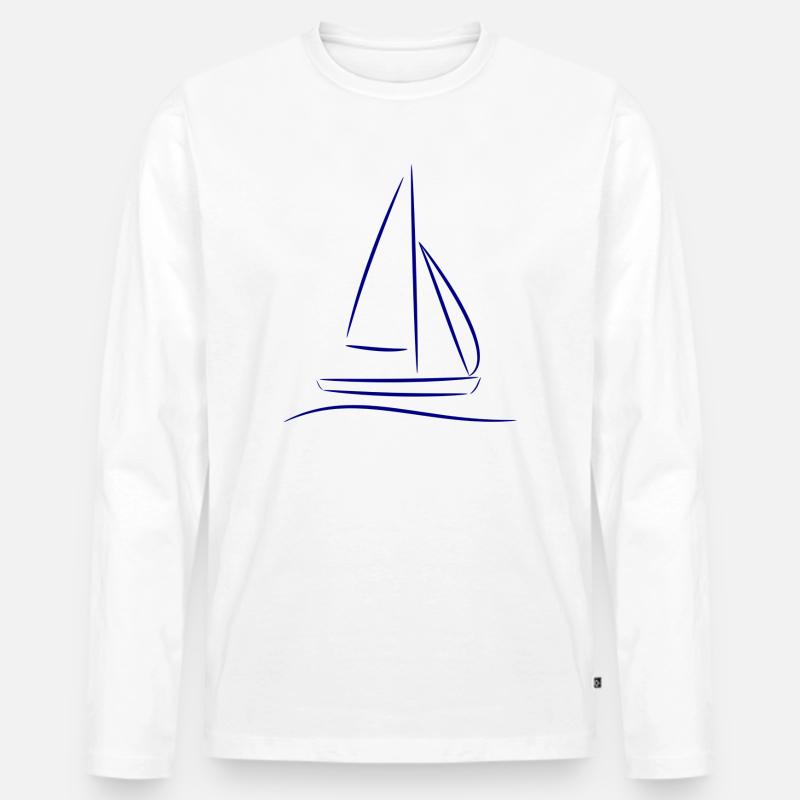 Segelboot Silhouette – Maritimes Design Blau - Männer Premium Bio Langarmshirt - Weiß