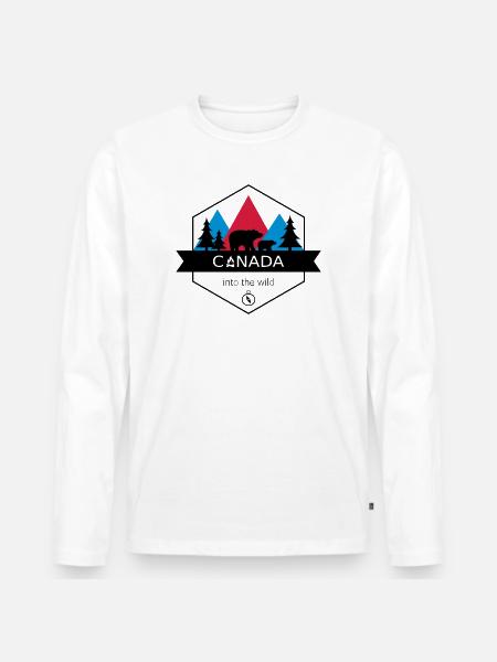 Kanada in die Wildnis mit Bären und Wald - Männer Premium Bio Langarmshirt - Weiß