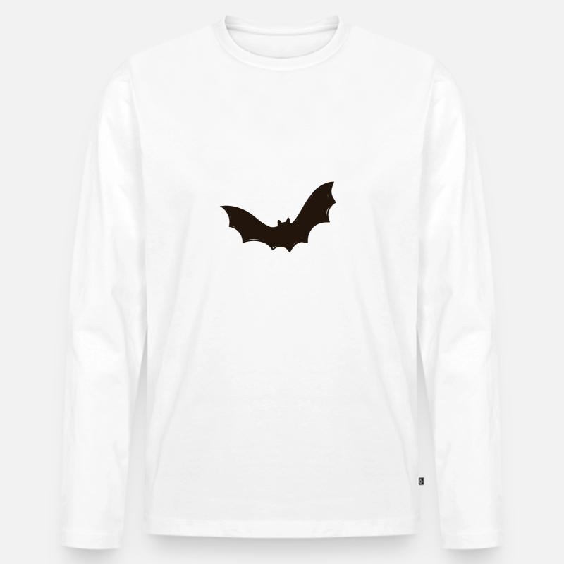 Fledermaus, Halloween, Robin, Grusel - Männer Premium Bio Langarmshirt - Weiß