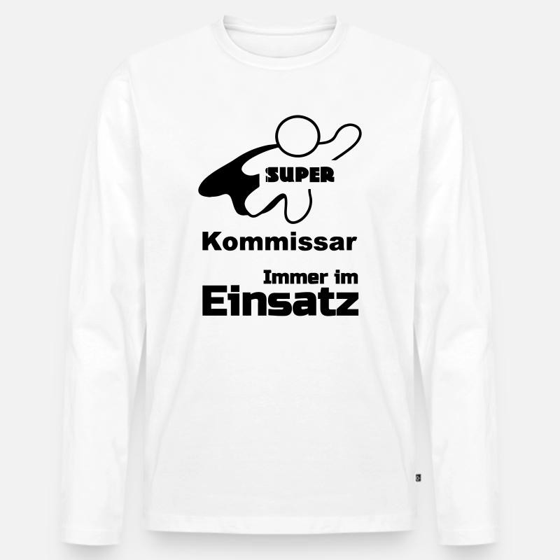 Super Kommissar Geschenk - Männer Premium Bio Langarmshirt - Weiß