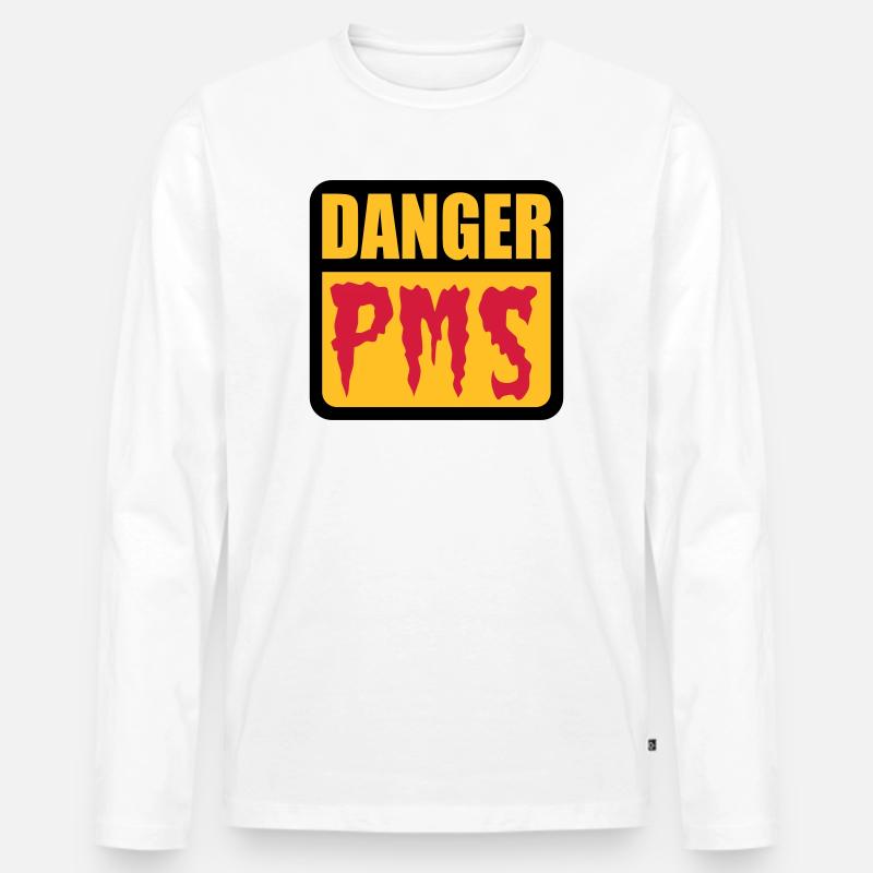 Danger PMS - Männer Premium Bio Langarmshirt - Weiß