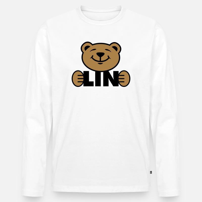 Berlin Bär - Männer Premium Bio Langarmshirt - Weiß