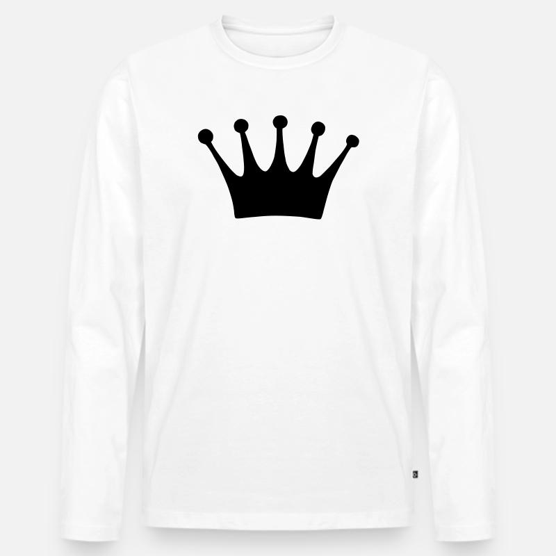 Krone - Männer Premium Bio Langarmshirt - Weiß