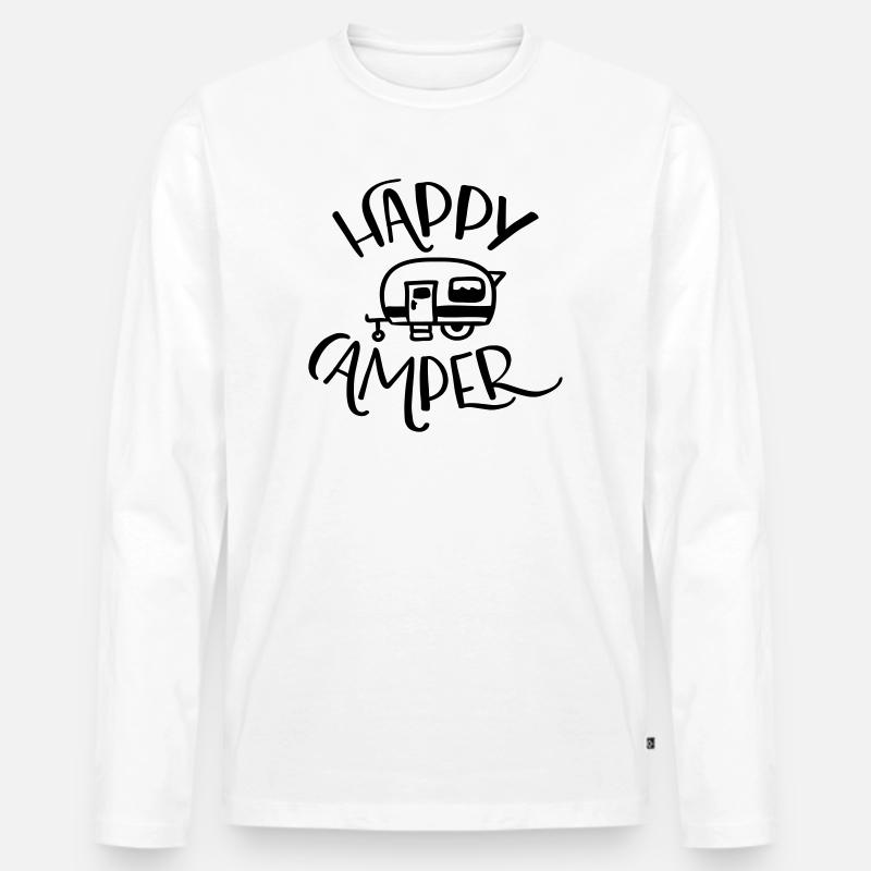Happy Camper - Männer Premium Bio Langarmshirt - Weiß