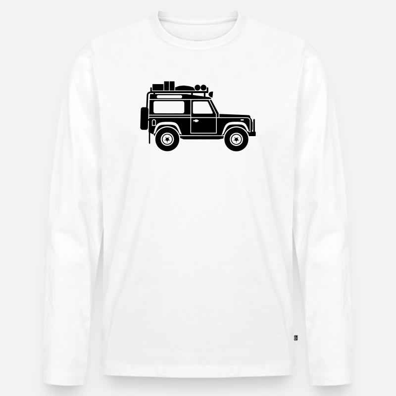 Defender D90 Expedition - Männer Premium Bio Langarmshirt - Weiß