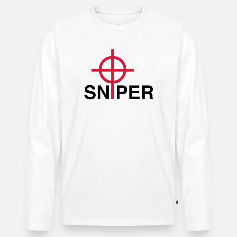 Sniper - Männer Premium Bio Langarmshirt - Weiß