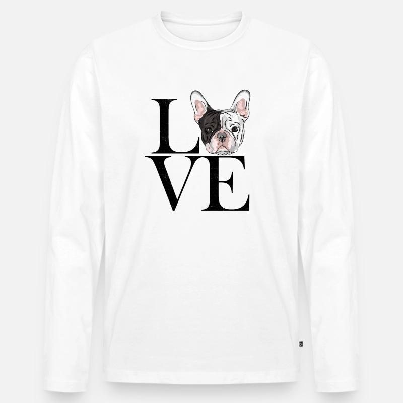 franz Bulldogge black - Männer Premium Bio Langarmshirt - Weiß