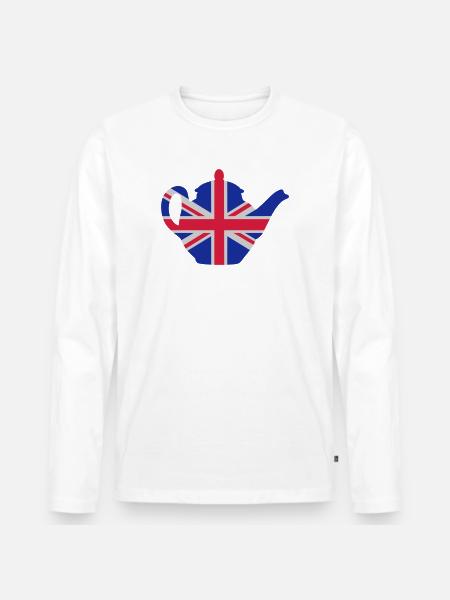 British teapot 3clr - Männer Premium Bio Langarmshirt - Weiß