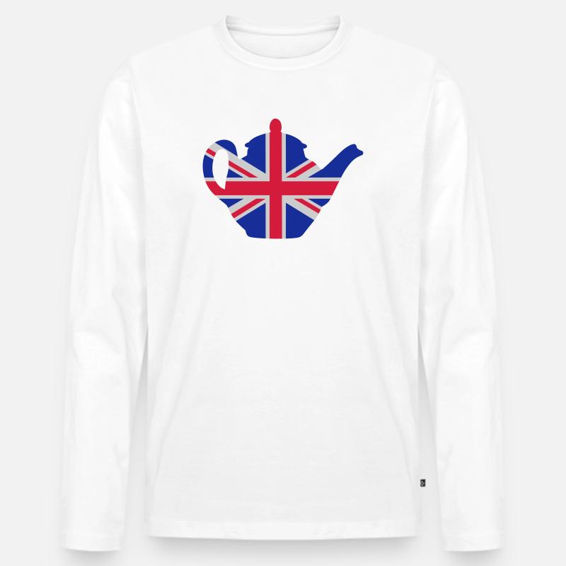 British teapot 3clr - Männer Premium Bio Langarmshirt - Weiß