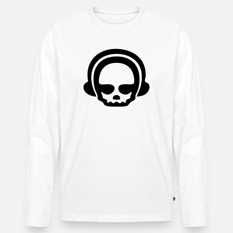 Headphone skull 1clr - Männer Premium Bio Langarmshirt - Weiß